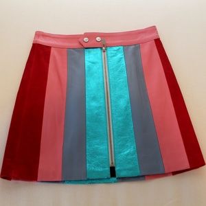 Mighty Company Striped Leather Skirt